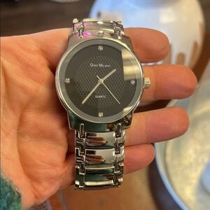 Milano Silver Watch with Black Dial